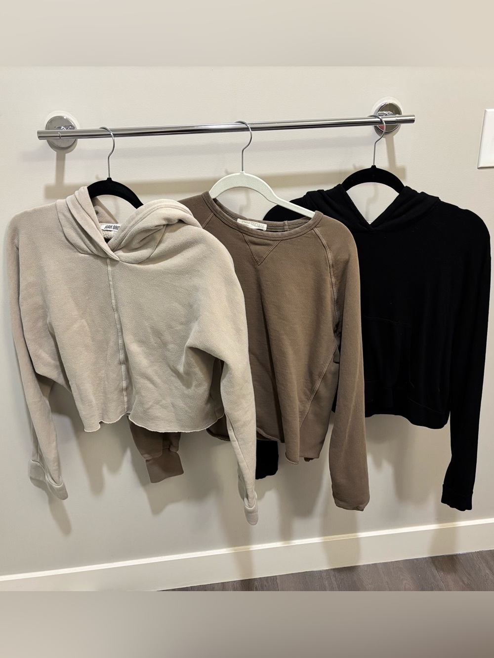 Joah Brown Neutral Hoodie & Sweatshirt Trio - Cream, Taupe, Black